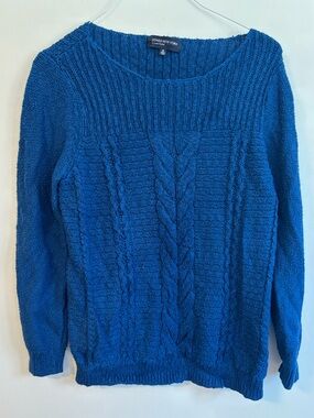 Jones New York saphire blue cable knit long sleeve pullover sweater Size XL